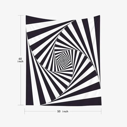 Miniatura 3 de Crannel Papel tapiz decorativo en blanco y negro, arte también conocido como estilo óptico visual que hace uso de ilusiones es un tapiz de 50 x 60