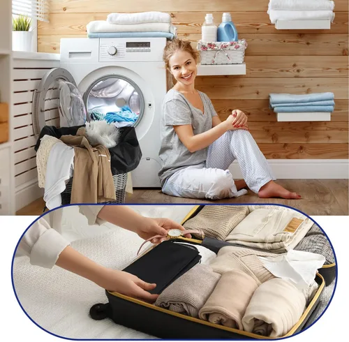 Miniatura 7 de Woanger Paquete de 12 bolsas de lavandería extragrandes de 28 x 45 pulgadas, lavables a granel, bolsa de lavandería de viaje con cierre de cordón
