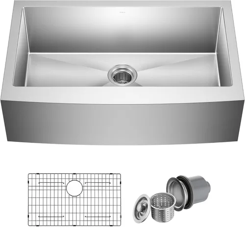 Miniatura 7 de Kraus Standart Pro - Fregadero de cocina de 30 pulgadas con delantal de estilo granja, calibre 16, de un solo tazón, de acero inoxidable, KHF200-30