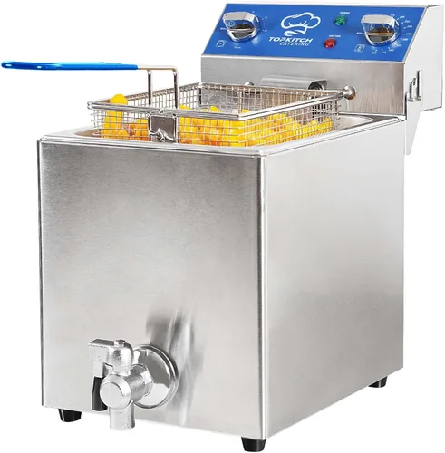 Miniatura 8 de TOPKITCH Freidora Eléctrica de 6.3 Qt con Drenaje de Aceite, Temporizador de 30 Minutos, Tanque de Aceite con Formación por Estiramiento, Tapa