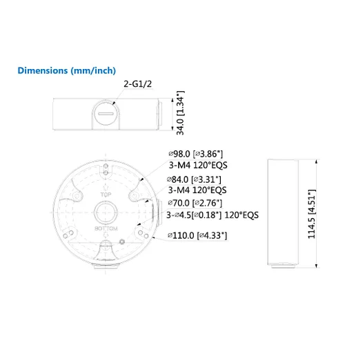 Miniatura 5 de PFA136 Caja de conexiones impermeable para torreta Dahua IP Dome y cámara de globo ocular, color blanco, 1 paquete
