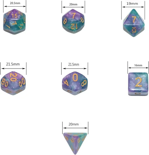 Miniatura 3 de SmartDealsPro 6 x 7 juegos (42 piezas) juegos de dados poliédricos con purpurina con bolsas para DND RPG MTG Dungeon and Dragons tablero de mesa