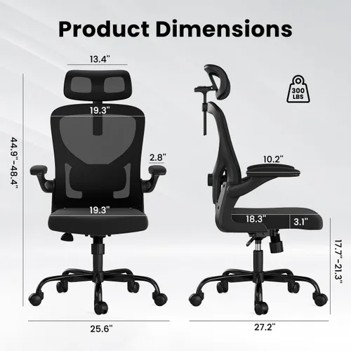 Miniatura 2 de Silla de oficina ergonómica, silla de escritorio de oficina en casa con reposacabezas, silla de computadora de respaldo alto con reposabrazos
