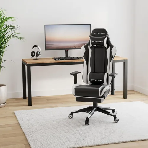 Miniatura 2 de GTRACING Silla Gaming con Reposapiés, Silla Ergonómica de Escritorio para Juegos, Silla Reclinable Gamer con Ajuste de Altura del Asiento, Balancín