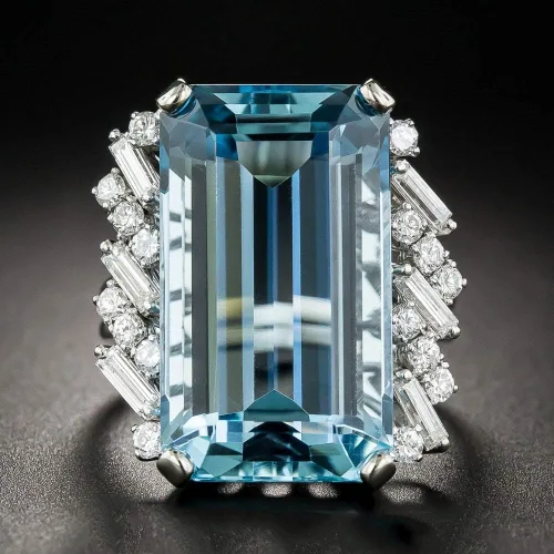 Miniatura 2 de Anillo de joyería de compromiso para mujer, cuadrado de plata 925, topacio azul cielo, tamaño 6 a 10