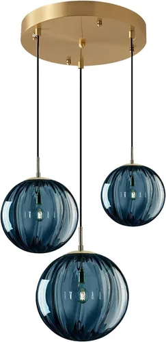 KCO Iluminación Moderna de Mediados de Siglo Lámpara Colgante de Globo de 3 Luces Lámpara Colgante de Latón Dorado Lámpara Colgante de Luz Múltiple
