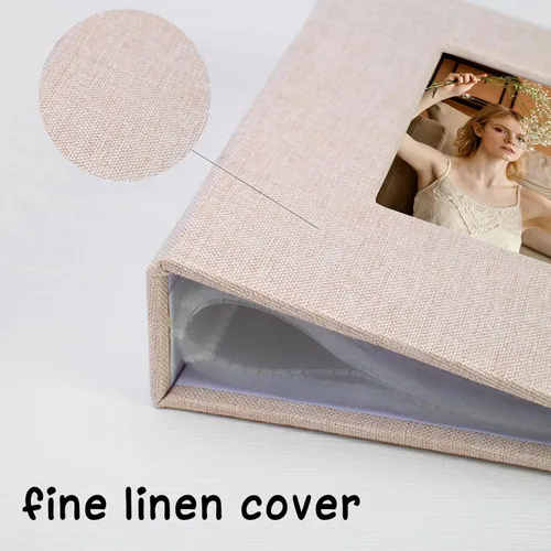 Miniatura 3 de Álbum de fotos pequeño de 5 x 7 pulgadas, paquete de 2 libros de fotos de lino, cada mini álbum de 26 páginas tiene capacidad para 52 fotos, carpeta