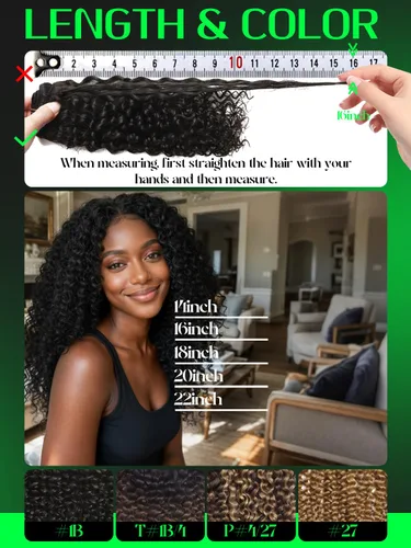 Miniatura 5 de Anrosa Extensiones de cabello humano con clip, cabello natural negro #1B, rizado en espiral, extensiones de cabello humano con clip para mujeres