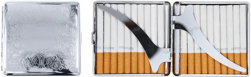 Miniatura 6 de Black Victorian Scroll (Full Pack Kings) Caja de cigarrillos chapada en metal y caja de almacenamiento