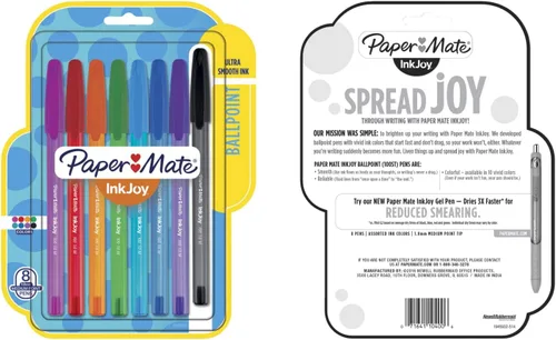 Paper Mate Inkjoy 100 - Bolígrafo de punta redonda, tamaño mediano, 0.039 pulgadas, ocho colores surtidos de tinta y barril, 8 unidades