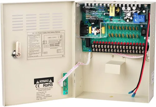 Miniatura 5 de 9 canales 9 vías 12V 5Amp DC gabinete de metal en caja regulada unidad de fuente de alimentación con enlace de batería de respaldo para alarmas