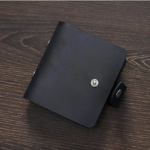 Miniatura 4 de Diario de cuero genuino A9, planificador de bolsillo de cuero negro hecho a mano, planificador de cuero vintage mini, 120 hojas, carpeta de hojas