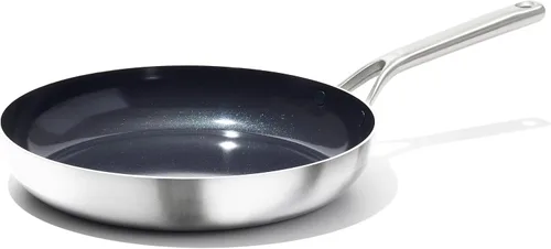 OXO Mira - Sartén antiadherente de acero inoxidable de tres capas, sin PFAS, de 8 pulgadas, inducción, multirevestimiento, apto para lavavajillas y