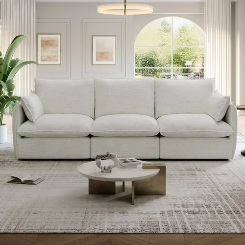 Miniatura 29 de Cloud - Sofá modular modular con relleno de plumón, sofá biplaza con respaldo alto y otomana, moderno sofá modular con funda extraíble, gris oscuro