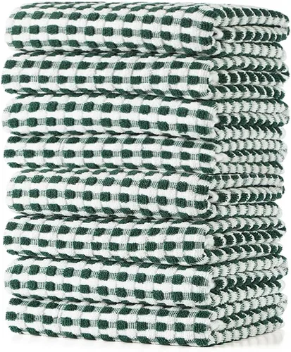 Miniatura 16 de SALAS Paños de cocina de algodón para secar platos de cocina, toallas de cocina de rizo de celosía, paños de cocina altamente absorbentes con lazo