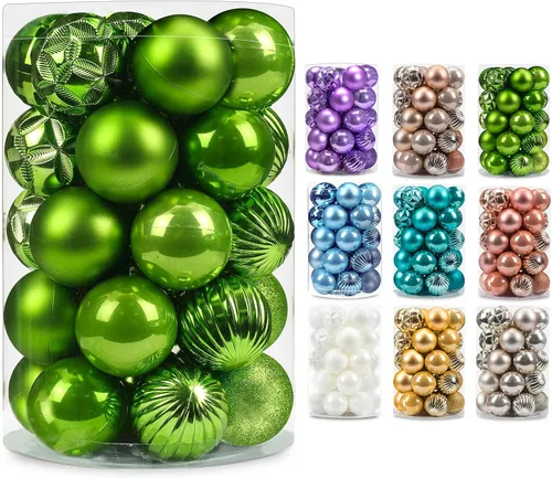 Miniatura 133 de AMS Esferas de Navidad de 2.36 pulgadas/60mm, 34 unidades, adornos grandes, decoraciones para fiestas, inastillables, colgantes festivos para Negro