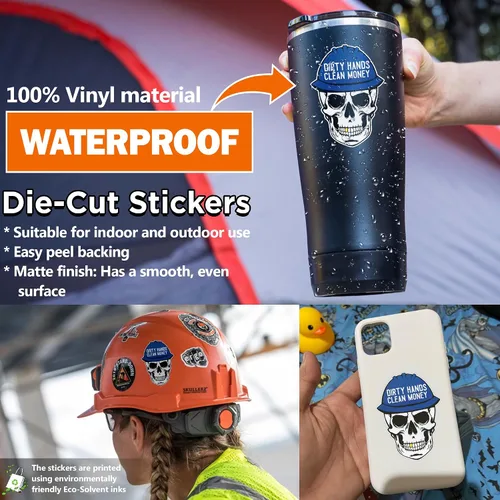 Miniatura 4 de Paquete de 3 calcomanías de vinilo con diseño de calavera mecánica de calavera de 3 pulgadas para caja de herramientas, botella de agua, laptop, 3.0
