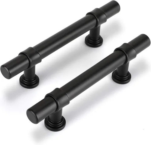 Miniatura 20 de Goldenwarm Paquete de 25 Tiradores Negros para Gabinetes de 3 Pulgadas Manijas para Gabinetes de Cocina Negras Manijas de Cajón Negras Tiradores