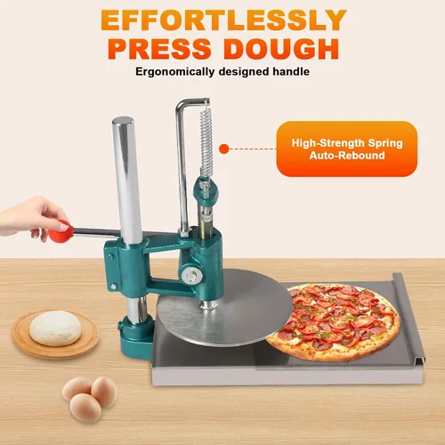 Miniatura 3 de Máquina Prensadora de Masa para Pizza, Máquina Prensadora Manual de Repostería de 9.5 Pulgadas Doméstica Fabricadora de Masa para Pizza de Acero