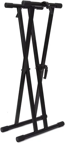 Miniatura 11 de RockJam Xfinity - Soporte para teclado de piano de alta resistencia, doble X, premontado, infinitamente ajustable con correas de bloqueo