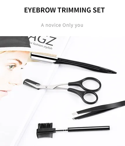 Miniatura 6 de Set de aseo de cejas Kit de recorte de cejas, herramientas para cejas, tijeras de cejas cepillo de recorte (11 piezas)