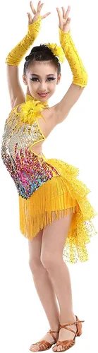 Miniatura 4 de Happy Cherry Trajes de baile de lentejuelas para niñas, trajes de baile de salsa latina