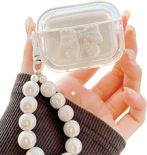 Miniatura 2 de Funda con diseño de flor de cerezo para AirPod Pro de 2ª generación con bonito llavero floral, bonito y brillante, TPU suave, a prueba de golpes