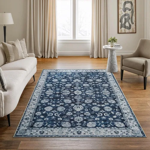 Miniatura 59 de Bloom Rugs - Alfombra lavable, antideslizante, de 1,83 x 2,74 m, color beige/blanco claro con borde tradicional, para sala de estar, dormitorio
