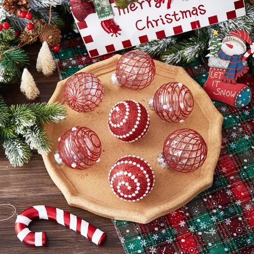 Miniatura 3 de 12 unidades de esferas de Navidad de adorno rojo, irrompibles, de plástico transparente, grandes, decoración para árbol de Navidad, delicados