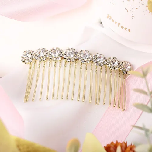 Miniatura 7 de Geosar 4 peines laterales de aleación de diamantes de imitación para el cabello, clips de flores de cristal, peine de boda, clips de joyería