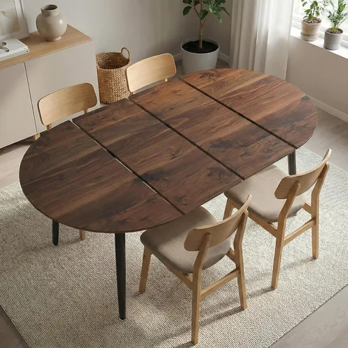 Miniatura 13 de Mesa de comedor redonda extensible de 70 pulgadas para 4 y 6 pulgadas, moderna mesa de comedor ovalada, mesa de comedor grande expandible