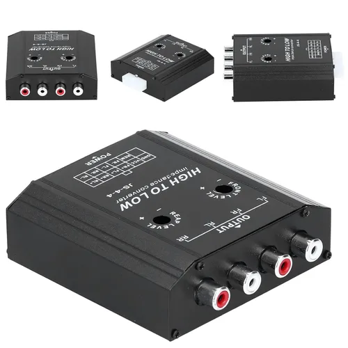 Miniatura 6 de Convertidor de audio, convertidor de impedancia de audio de 12 V, 4 anales, línea alta a baja, frecuencia de altavoz de radio estéreo