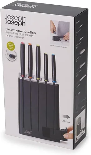Miniatura 4 de Joseph Joseph Elevate Knives SlimBlock Juego de cuchillos de cocina de acero inoxidable de 7 piezas con afilador de cerámica, color negro