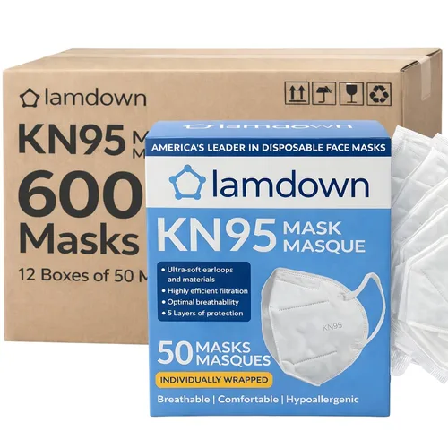Paquete de 600 mascarillas KN95, cubrebocas desechables de 5 capas de alta calidad para adultos, color blanco 600 máscaras (blanco)
