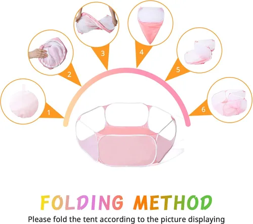 Miniatura 6 de Piscina de bolas para niños grande Heopeis, tienda emergente infantil para jugar con bolas para niños y niñas, de interior y exterior, corral de Rosa