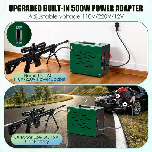 Miniatura 2 de TUDIVING Compresor de aire PCP, compresor HPA de 4500 Psi/30 MPa, convertidor de potencia integrado para 12 V CC o 110 V CA con diseño de carrete