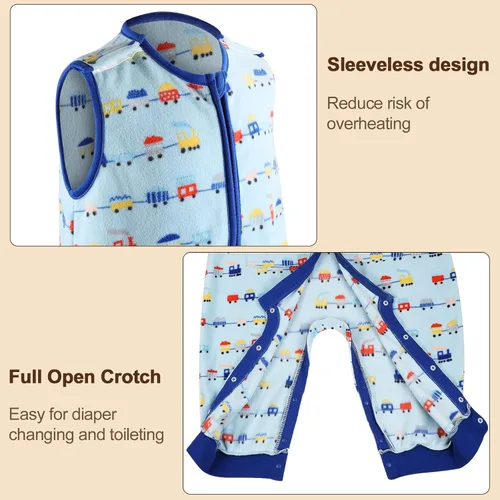 Miniatura 3 de MooMoo Baby Saco de dormir con pies de franela sin mangas para bebé saco de dormir con piernas manta portátil 12M-3T
