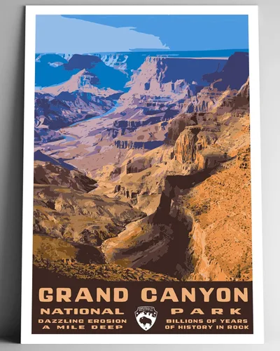 Póster de viaje de estilo vintage del Parque Nacional del Gran Cañón, 8 x 10, 12 x 18, 18 x 24 pulgadas, 24 x 36 pulgadas, 4 x 6 pulgadas, impresión