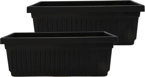 The HC Companies Macetero veneciano de 18 pulgadas con tapón de drenaje, macetas de plástico ligero resistente a los rayos UV para interiores y Negro