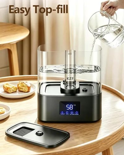 Miniatura 6 de KZF Humidificadores de llenado superior de 4 L para dormitorio y tiempo de funcionamiento de 40 horas, humidificador de niebla fría, 3 niveles