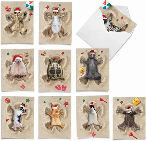 Miniatura 9 de The Best Card Company Paquete variado de 10 tarjetas navideñas de felicitación con sobres, surtido festivo de humor para hombres y mujeres