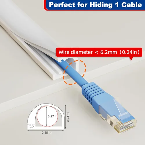 Miniatura 2 de Ocultador de cable con hebilla lateral de 39 pulgadas para 1 cable, cubiertas de cable de extensión para cables en la pared, ocultador de cable