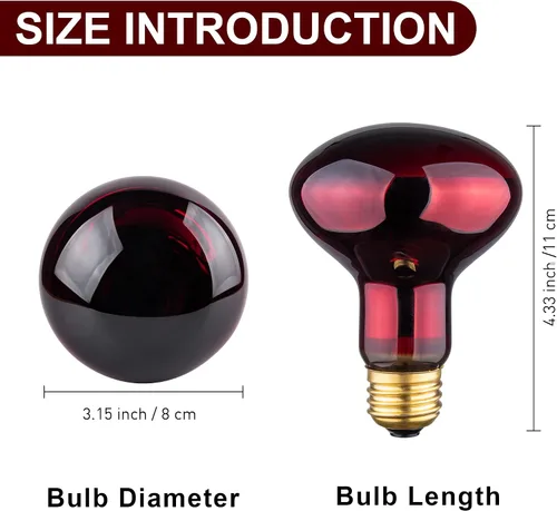 Miniatura 2 de Bombilla de calor para reptiles, bombillas de calor infrarrojo de 100 W, bombilla roja para serpiente, tortuga, dragón barbudo, lagarto, pollos