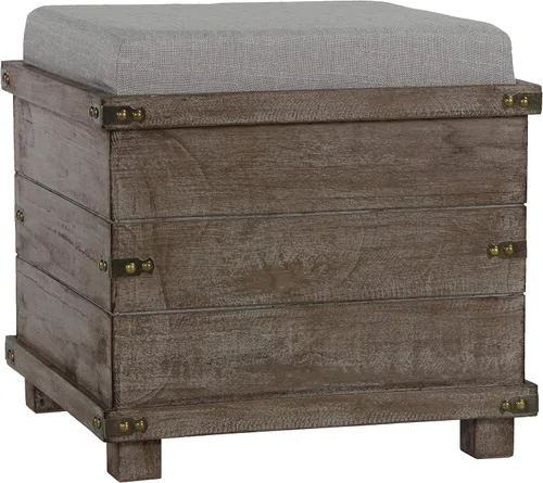 Cortesi Home Scusset - Bandeja otomana de almacenamiento en tela y madera, gris, 15.75 pulgadas de ancho x 15.75 pulgadas de largo x 15.5 pulgadas