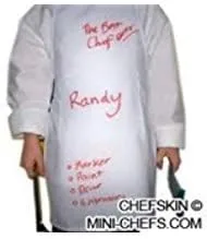 CHEFSKIN Juego de delantales blancos de 5 M para niños de 8 a 12 años, 19 x 28 pulgadas, tela real, 100% poliéster, regalo de fiesta, bonito