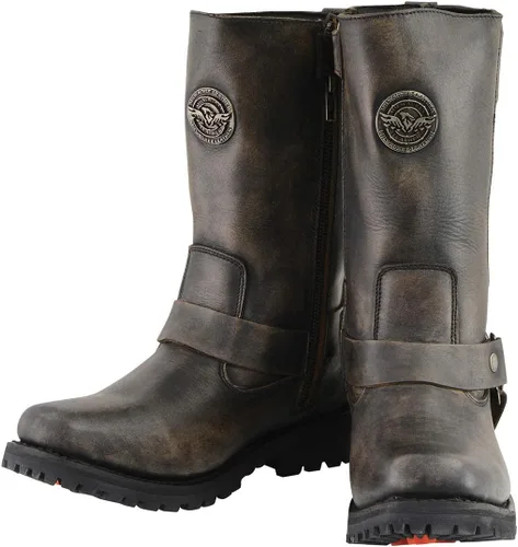 Miniatura 4 de Milwaukee Leather MBL9361 - Botas de piel para mujer, con arnés clásico, puntera cuadrada, color marrón envejecido, de 11 pulgadas