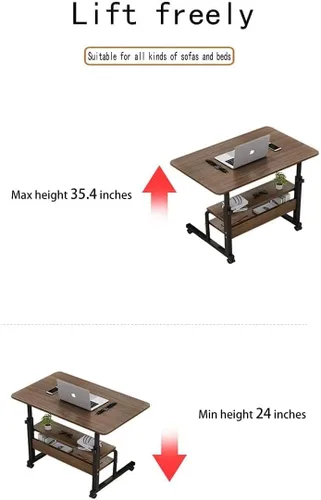 Miniatura 5 de Mesa de escritorio movible para espacios pequeños, práctico escritorio portátil para computadora, ajustable, para la oficina en casa, mesita