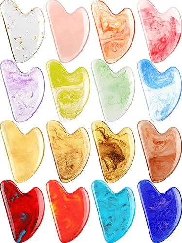 Sherr 16 Uds Gua Sha Herramientas Faciales Gua Sha Stone Herramientas de masaje facial Masajeador facial para cuerpo Spa acupuntura aliviar