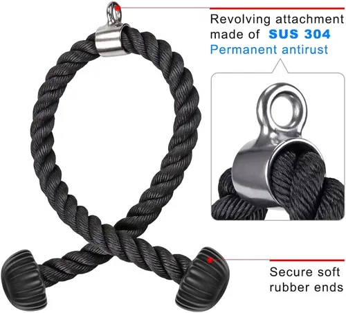 Miniatura 2 de SELEWARE Accesorios de máquinas de cable de barra recta giratoria para gimnasio, barra de tracción barra de presión con mango de goma Cuerda