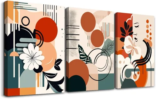MHARTK66 Lienzo decorativo para pared para dormitorio y sala de estar, pintura de pared de flores boho y vintage, arte abstracto, listo para colgar,